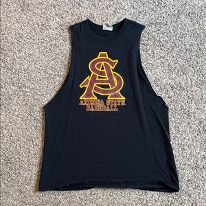 ASU Baseball Black Tank Top with Yellow and Red Print